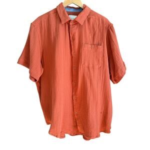 TRUE GRIT | Orange Double Gauze Short Sleeve Button Down Shirt Extra large BNWT